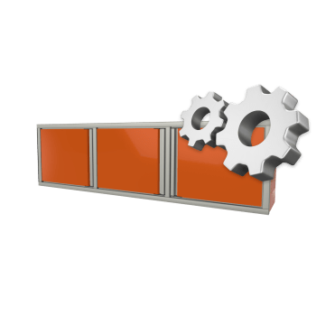 orange custom aluminum ctech manufacturing three opening wall cabinet with side swinging latched doors and adjustable shelving for garage and workshops