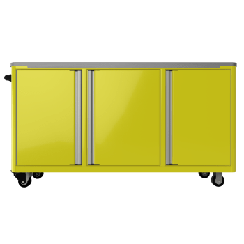 standard aluminum ctech manufacturing three opening caster cart rolling cabinet with extended compartment storage and convenient worktop