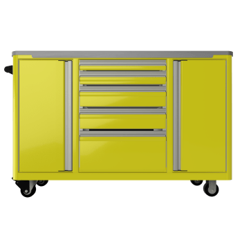standard aluminum ctech manufacturing three opening caster cart toolbox with latching drawers and compartment storage on a corrosion resistant chassis