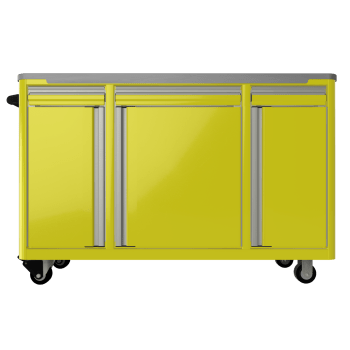 standard aluminum ctech manufacturing three opening caster cart mobile storage solution with top drawer and combination latching cabinet storage compartments