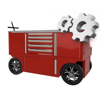 custom red aluminum ctech manufacturing configurable worktop cart with latching drawers and large wheels for pit cart and racing applications